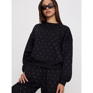 Victoria’s Secret Black Bling Crystal Sweatshirt Top XL